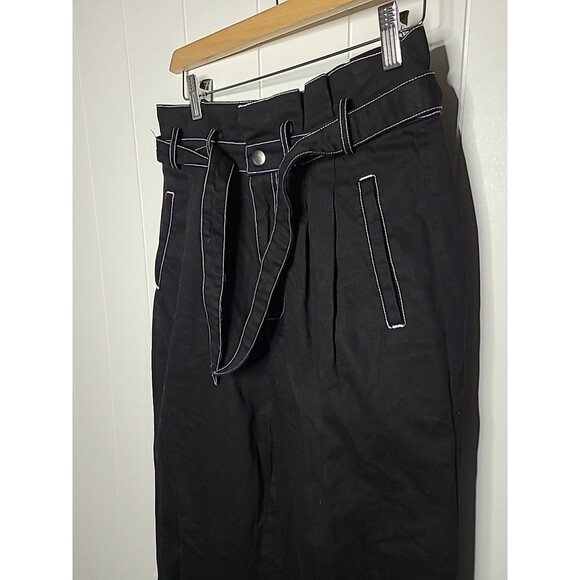 Lovers + Friends Pants Medium Black High Rise Tie Waist Midvale Revolve *FLAW - Picture 5 of 12